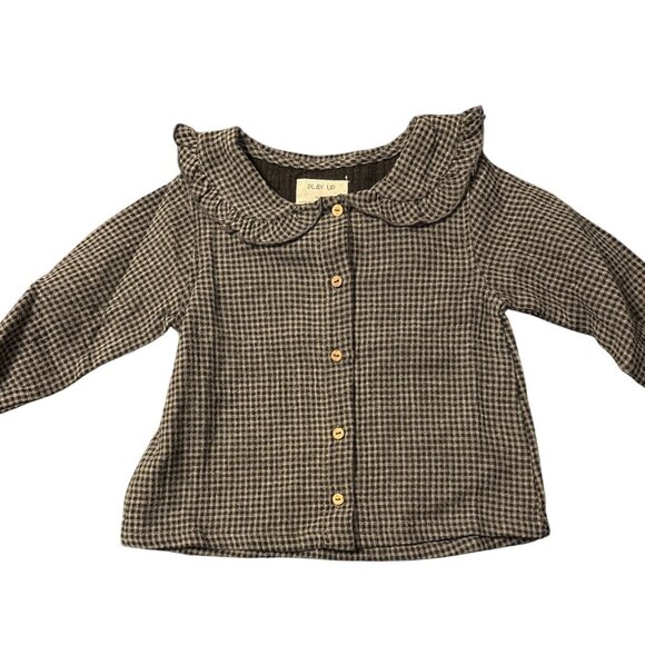 Play Up Baby Gingham Long Sleeve Blouse Ruffle Collar & Button Front 18M NWT - Picture 1 of 3